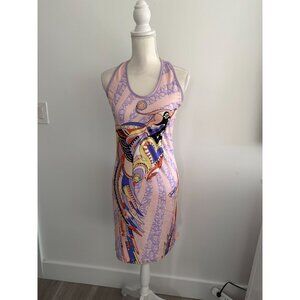 JUST CAVALLI Purple Phoenix Multicolor Dress Size Small